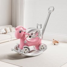 Load image into Gallery viewer, Unicorn Rocking Horse For Toddlers, Ride On Toy With Push Handle And Balance Board - Pink

