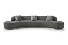 Load image into Gallery viewer, Boucle Curved Sofa With Toss Pillows - Dark Gray
