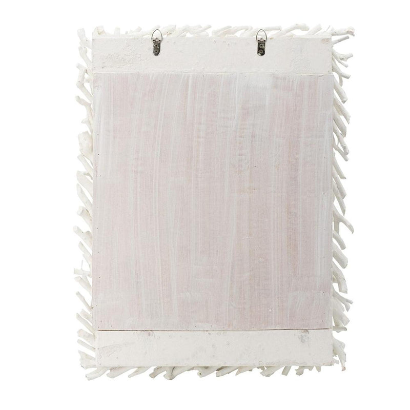 28" Rattan Framed Accent Mirror - White