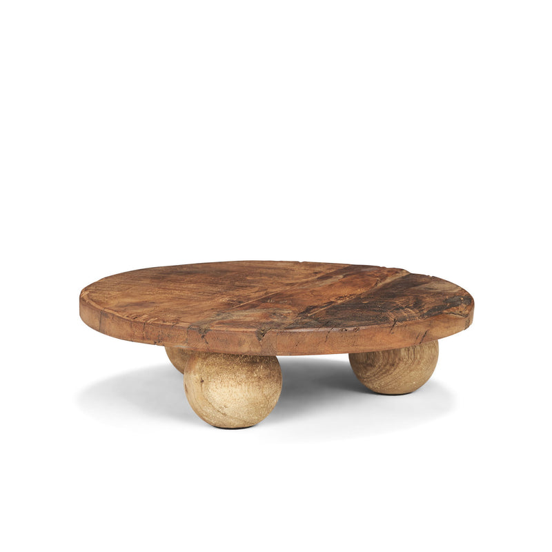 Reclaimed Wood Hand Finished Round Riser Tray (731283) - Brown