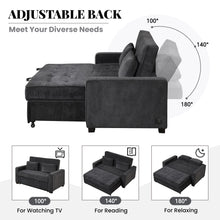 Load image into Gallery viewer, 65.7&quot; Velvet Upholstered Sleeper Bed , Pull Out Sofa Bed Couch attached two throw pillows,Dual USB Charging Port and Adjustable Backrest for Living Room Space, Black
