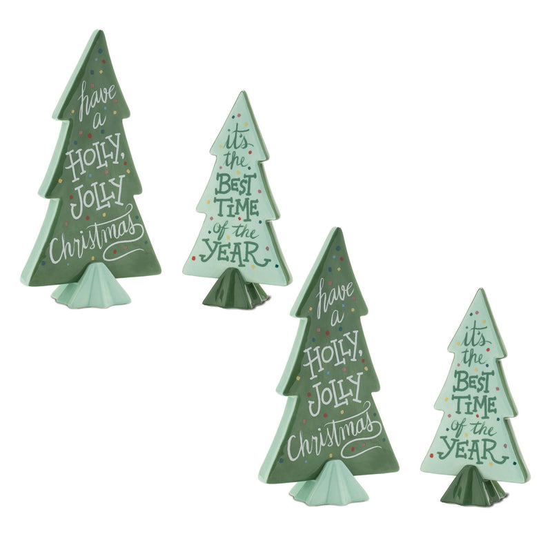 Trees Christmas Christmas Tree Tabletop Sculpture (Set of 4) - Green