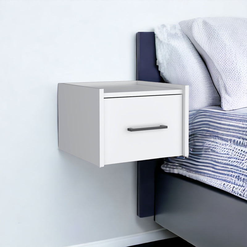 10" One Drawer Faux Wood Floating Nightstand - White