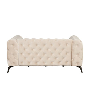 63" Velvet Upholstered Loveseat Sofa,Modern Loveseat Sofa with Button Tufted Back,2-Person Loveseat Sofa Couch for Living Room,Bedroom,or Small Space,Beige