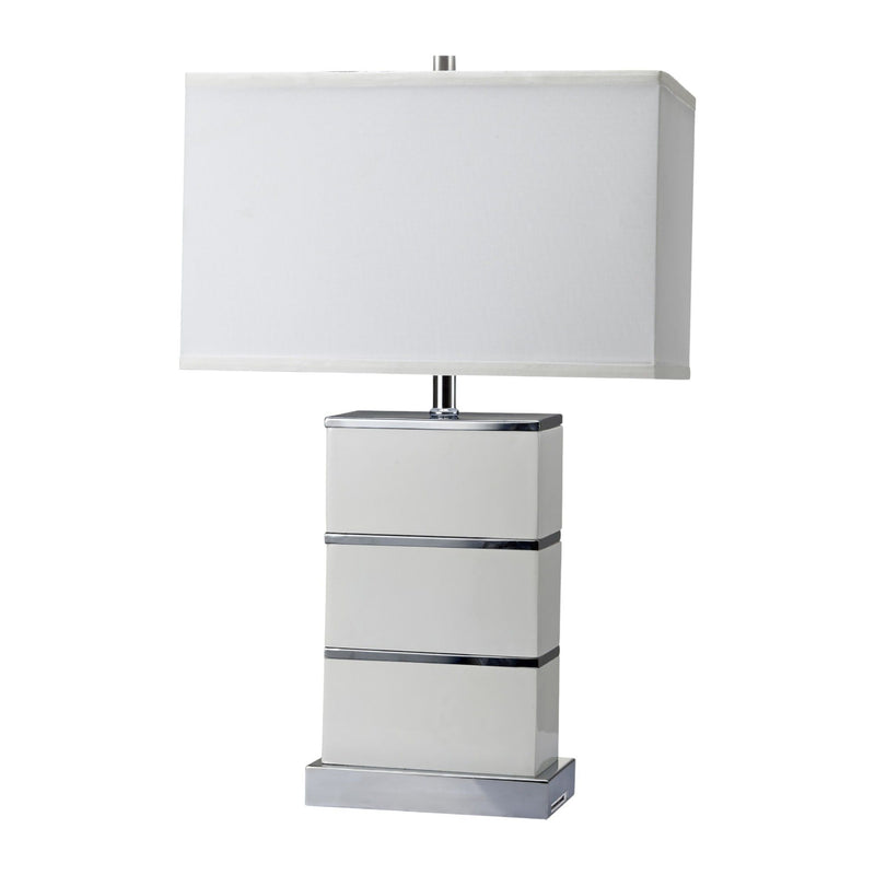 Modern Table Lamp With USB - White And Silver