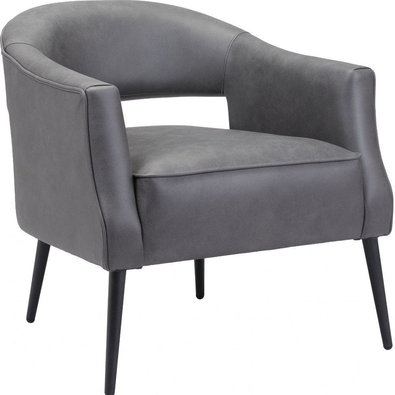 Faux Leather Arm Chair - Gray And Gold