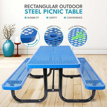 Load image into Gallery viewer, Outdoor Steel Picnic Rectangular Table With Umbrella Pole
