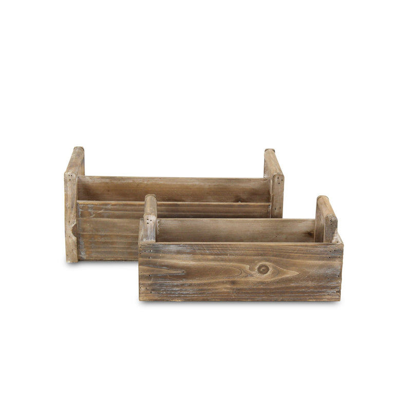 Rectangular Planter Boxes (Set of 2) - Brown