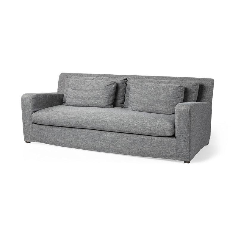Slipcovered Fabric Sofa With Toss Pillows - Dark Gray