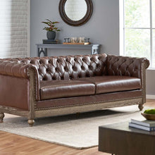 Load image into Gallery viewer, Comfy 3 Seat Sofa With Wooden Legs, Retro Style For Living Room And Study
