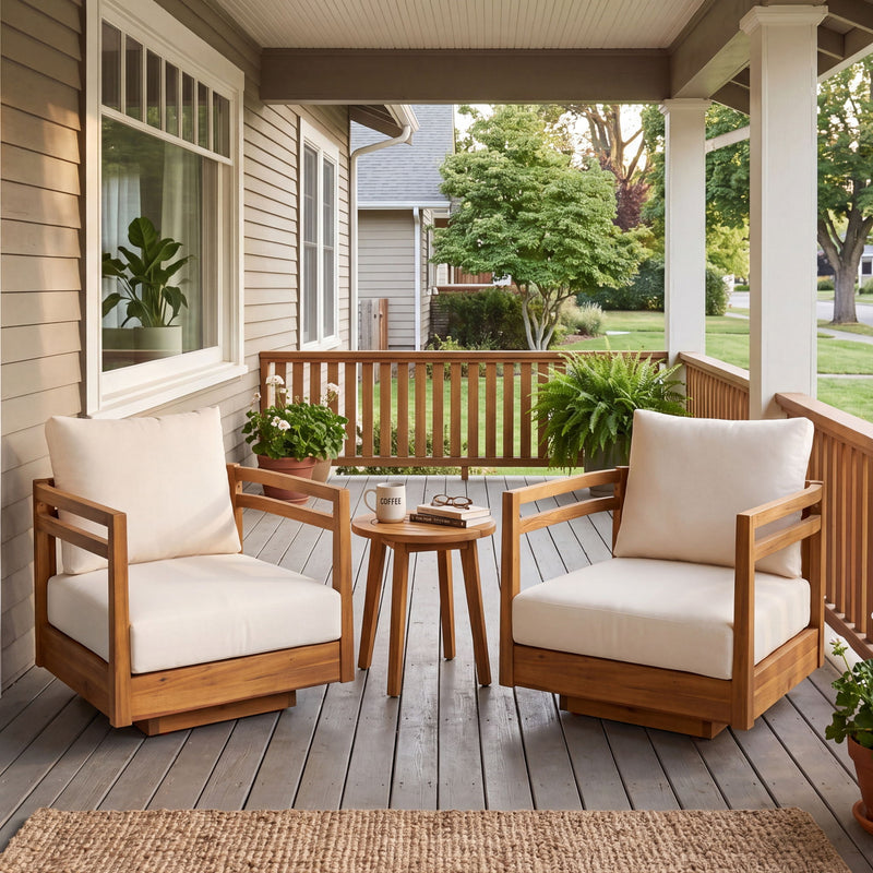 Outdoor Smooth Swivel Chair With Cushions