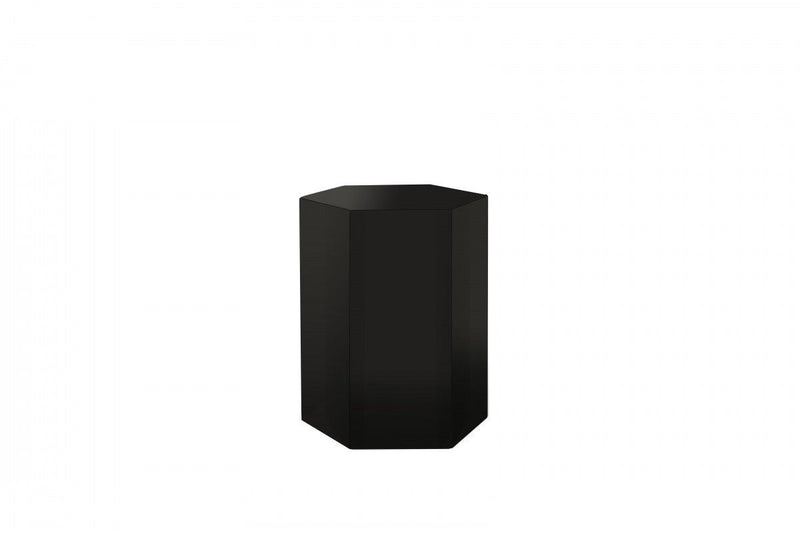 17" High Gloss Manufactured Wood Hexagon End Table - Black