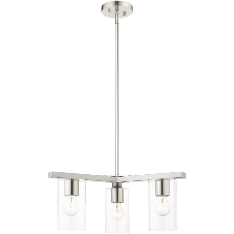 17" 3-Light Dimmable Chandelier With Shades - Nickel