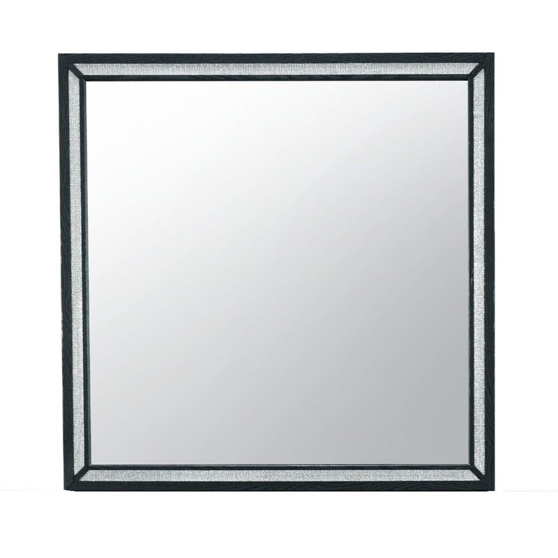 FauCrystal And Wood Dresser Mount Framed Mirror - Black