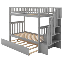 Load image into Gallery viewer, Twin over Twin Bunk Bed with Trundle and Storage, Gray
