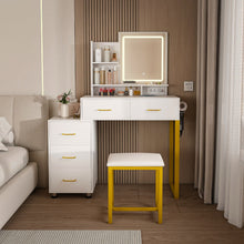 Load image into Gallery viewer, 32" Wood Lighted Vanity Five Drawer Dresser - White
