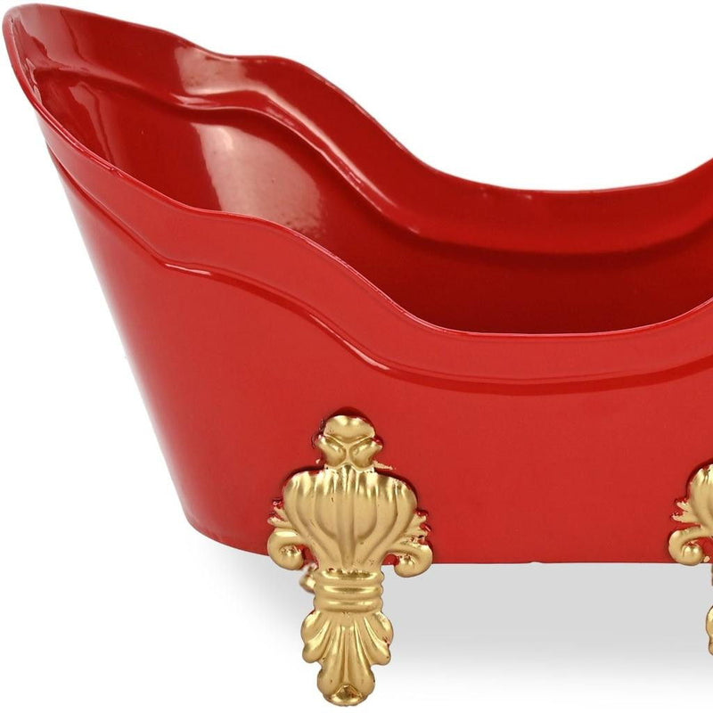 Christmas Santa Hand Painted Decorative Tub - Red