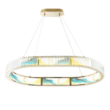 Load image into Gallery viewer, Geometric Crystal LED Chandelier - Blue / Gold / Clear
