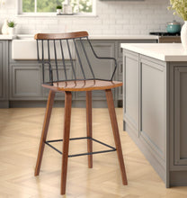 Load image into Gallery viewer, Manufactured Wood And Iron Counter Height Bar Chair - Brown
