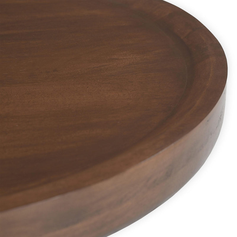 Solid Wood Round Drum Coffee Table - Brown