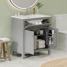 Load image into Gallery viewer, Bathroom Vanity With Ceramic Sink, Modern Single Bathroom Cabinet With 2 Doors And A Shelf, Soft Close Doors
