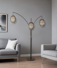 Load image into Gallery viewer, Three Light Tree Floor Lamp With Off-White Solid Color Cage Shade - Black / Bronze
