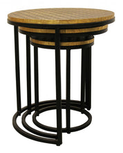 Load image into Gallery viewer, Round Nested Tables (Set of 3) - Black And Brass
