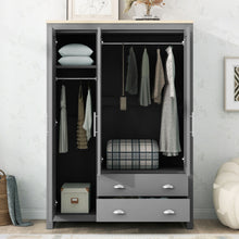 Load image into Gallery viewer, 3 Door Storage Wardrobe With Cabinets And 2 Hanging Rods - Gray
