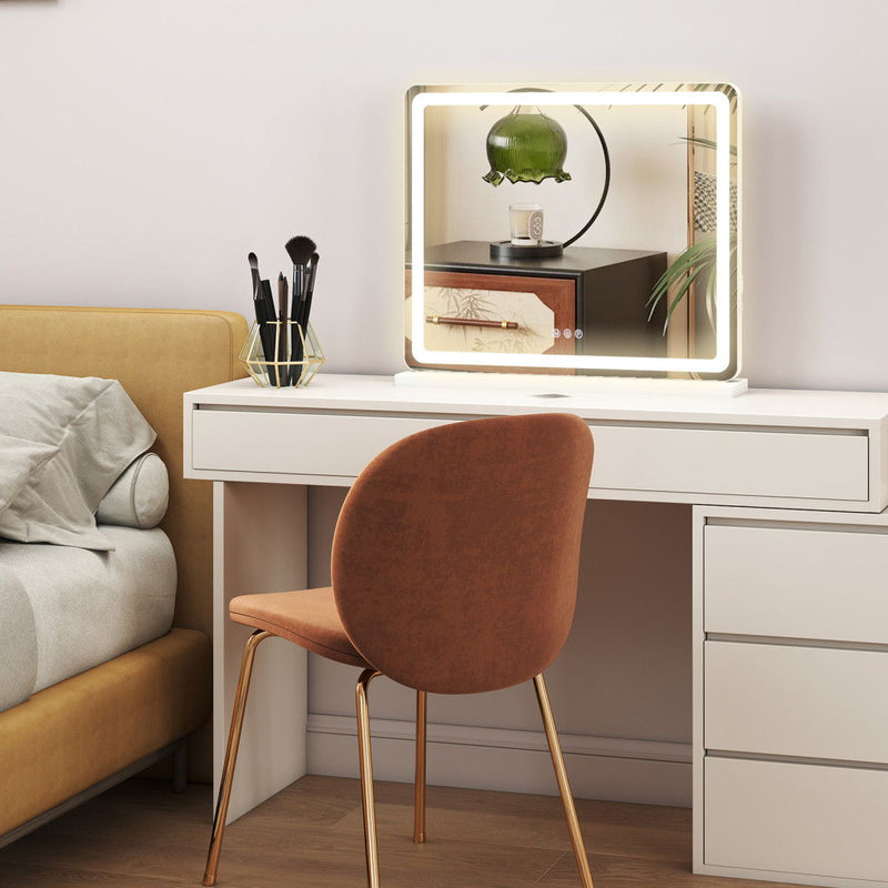 22" Lighted Freestanding Frameless Makeup Shaving Tabletop Mirror - Clear