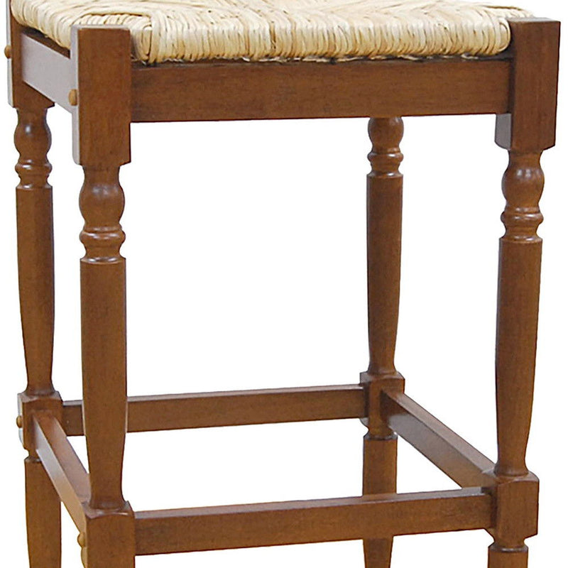 Backless Bar Height Chair With Footrest 29" - Natural And Brown