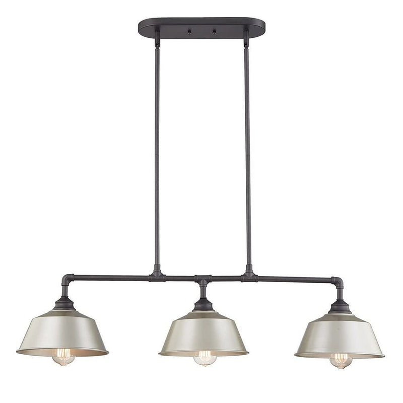 Kitchen Island Three Light Metal Dimmable Chandelier With Shades - Gray
