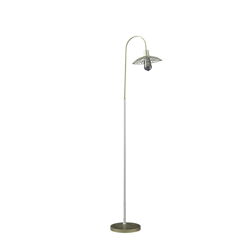 Arched Floor Lamp With Gold Metal Cage Shade - Gold