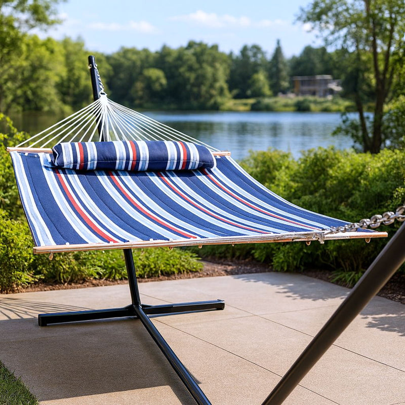 Striped Double Hammock - Blue / Red / White