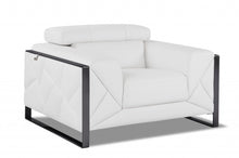Load image into Gallery viewer, Mod Winter Leather And Chrome Deco Accent Chair - White
