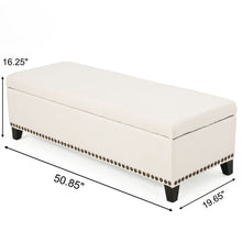 Load image into Gallery viewer, Upholstered Storage Ottoman With Nailhead Trim - Beige
