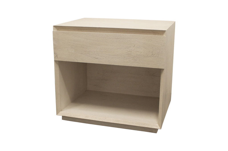 24" Contemporary Solid Wood Ribbed Texturere One Drawer Nightstand - Natural