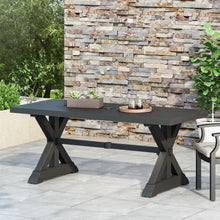 Load image into Gallery viewer, Modern Outdoor Dining Table With X Shaped Legs, Umbrella Hole
