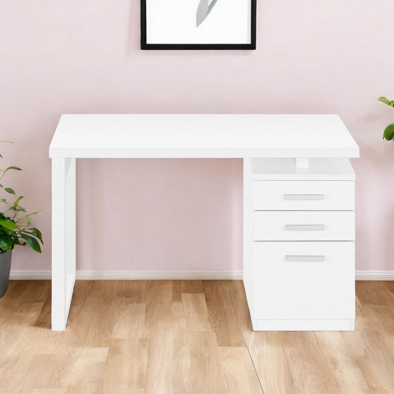 47" Computer Desk With Three Drawers - White