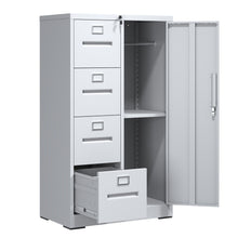 Load image into Gallery viewer, Metal Storage Vertical Filing Cabinet With Lock, 4 Drawers, 1 Door, Steel Construction, School / Office Use
