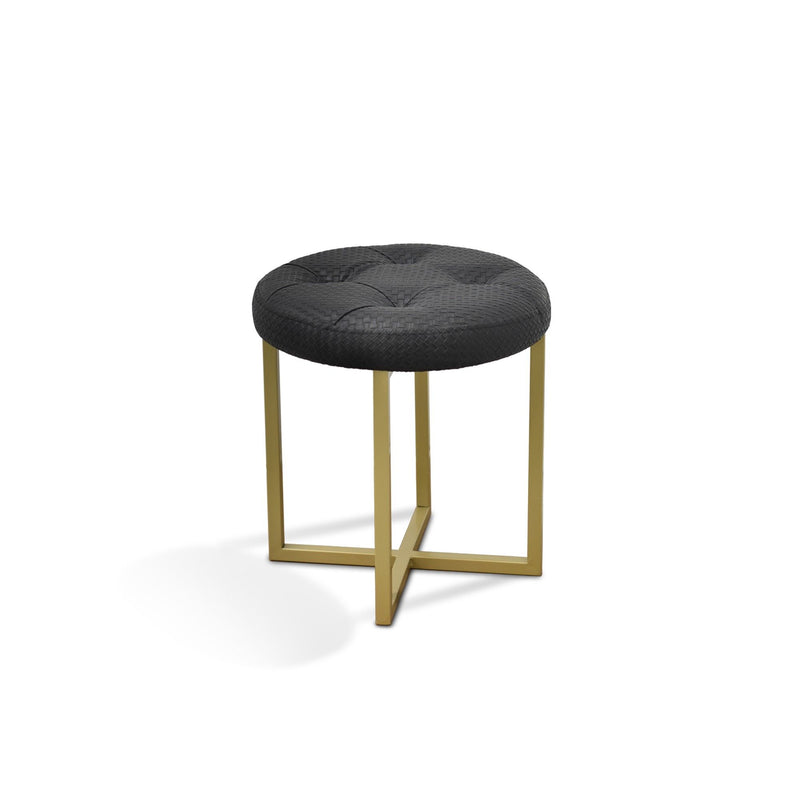 Faux Leather Tufted Footstool - Gold