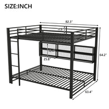 Load image into Gallery viewer, Queen Over Queen Bunk Bed With Storage Cabinets And LED Sturdy Frame, 6 Storage Units, Adjustable LED Lights - Black
