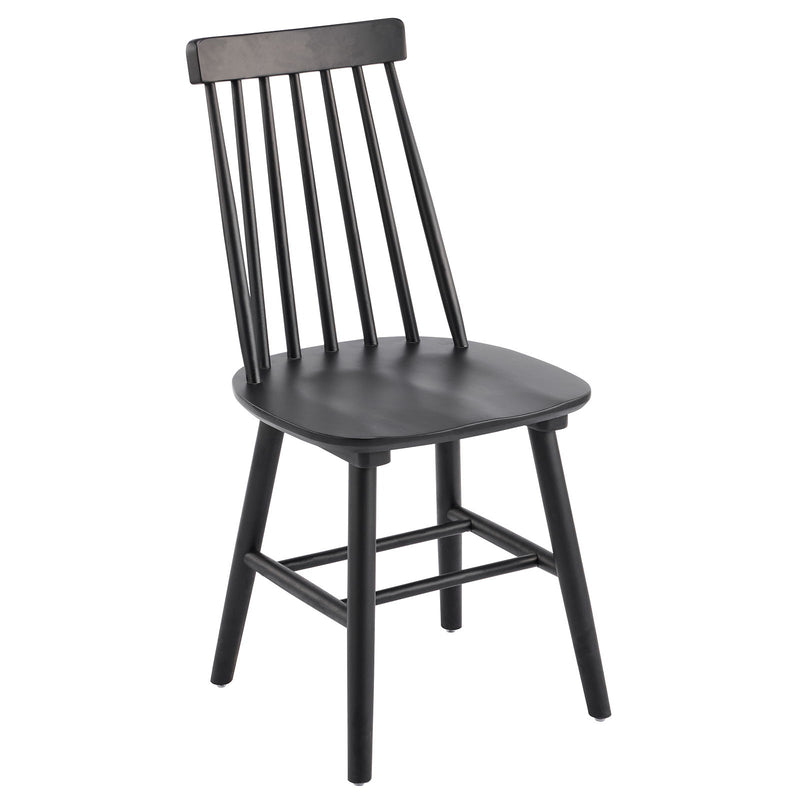 Solid Wood Windsor Back Dining Side Chairs (Set of 4) - Black