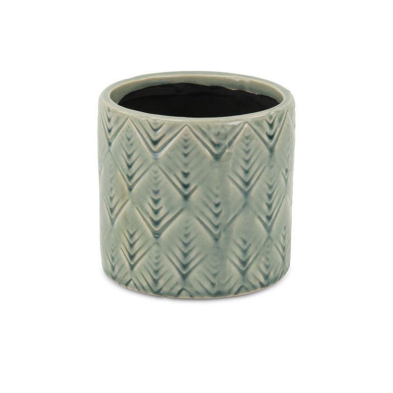 Geometric Round Pot Planter (487426) - Green