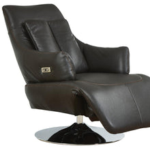 Load image into Gallery viewer, Tufted Genuine Leather Power Swivel Recliner (730567) - Brown
