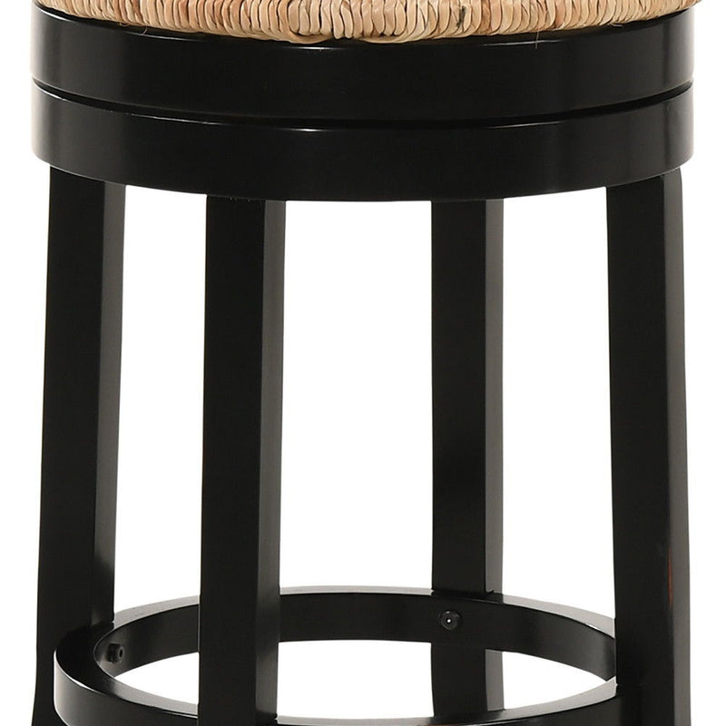 Solid Wood Swivel Backless Counter Height Bar Chair - Natural And Black