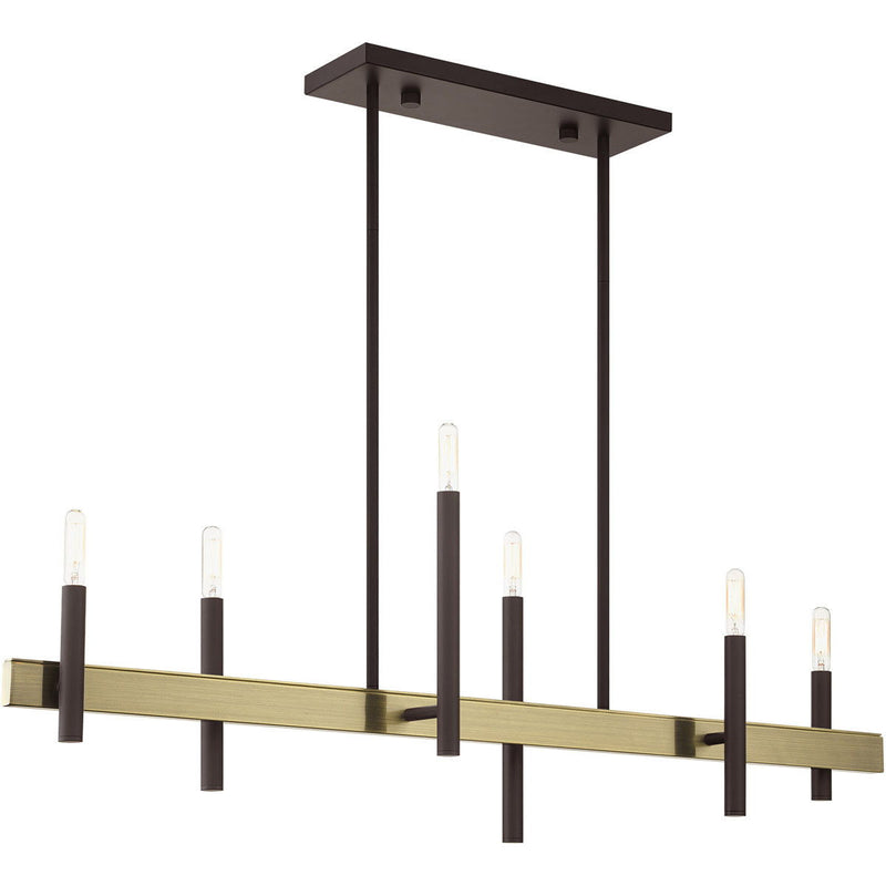6-Light Dimmable Chandelier With Shades - Bronze