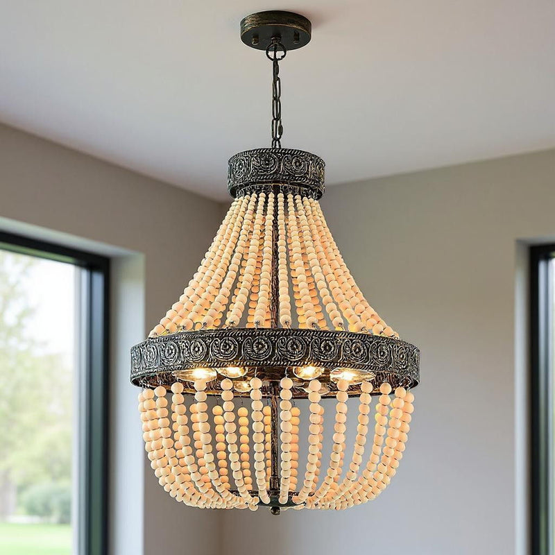 Candle Style Six Light Metal Dimmable Chandelier - Black / Gold