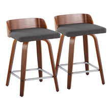 Load image into Gallery viewer, Maya - Mid Century Modern Fixed Height Counter Stool With Swivel With Square Footrest (Set of 2)
