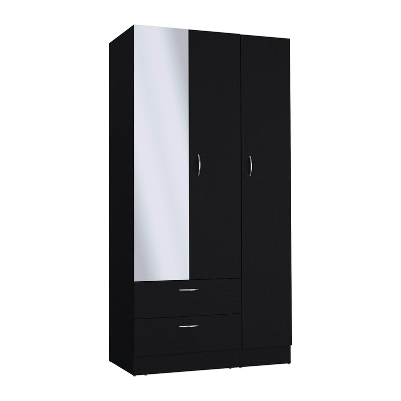 71" Mirro Two Door Two Drawer Combo Dresser - Black