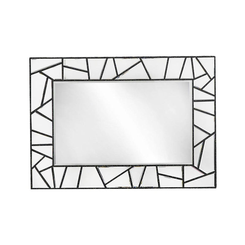 28" Metal And Glass Mosaic Framed Accent Mirror - Black